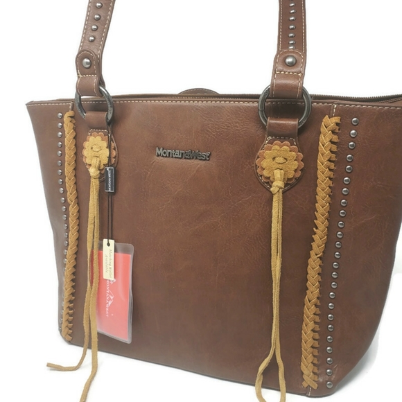 New! Montana West Concealed Carry Tote with Tassels - Picture 4 of 8